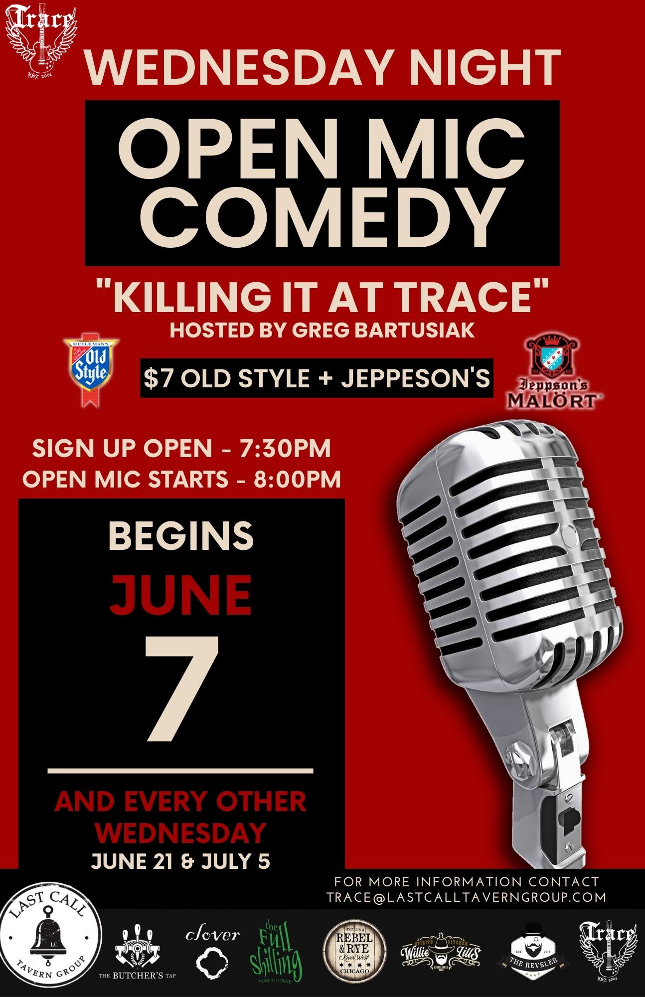 Wednesday Night Open Mic Comedy @ Trace