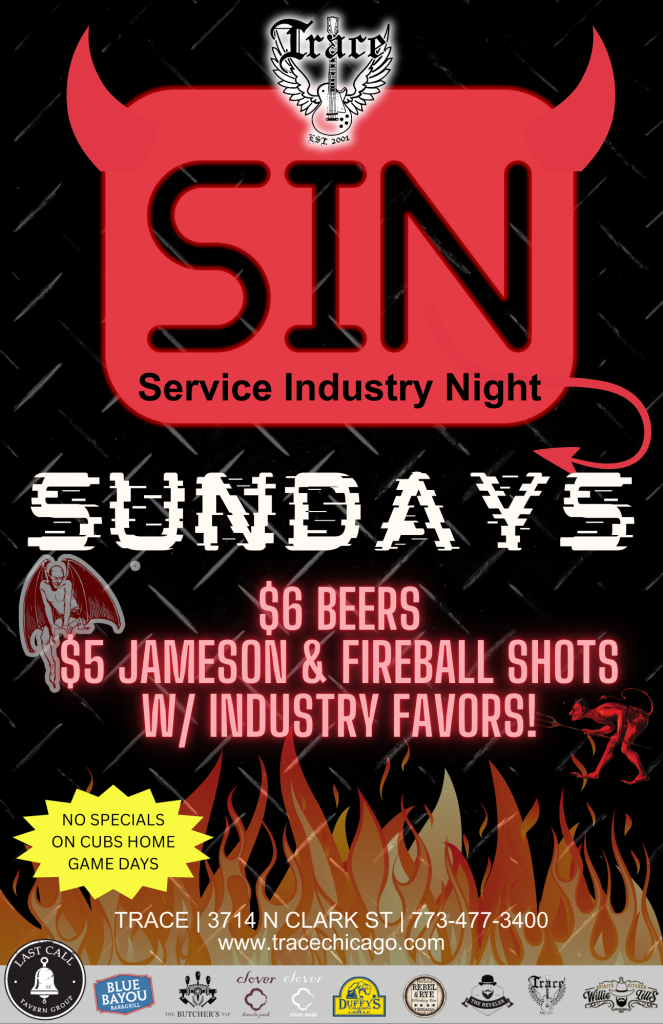 SUNDAY – Service Industry Night (SIN) at Trace